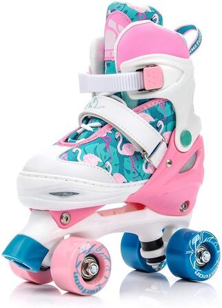 Роликові ковзани Meteor Retro - стильні ролики 80-х для дітей та підлітків. Quad skate, 5 кольорів, регульований розмір (L 39-42, Eden)