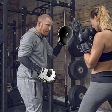 Рукавички для боксу LangRay - 1 пара, з штучної шкіри, для кікбоксингу, MMA, муай-тай, карате (чорно-білі)