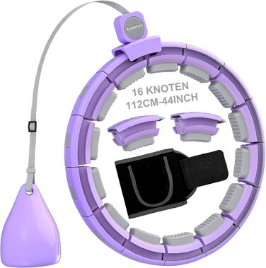 Smart Hoop Sonkoloro для дорослих та початківців: обруч для фітнесу з лічильником, невеликим шумом та невеликими похилими поверхнями (фіолетовий)
