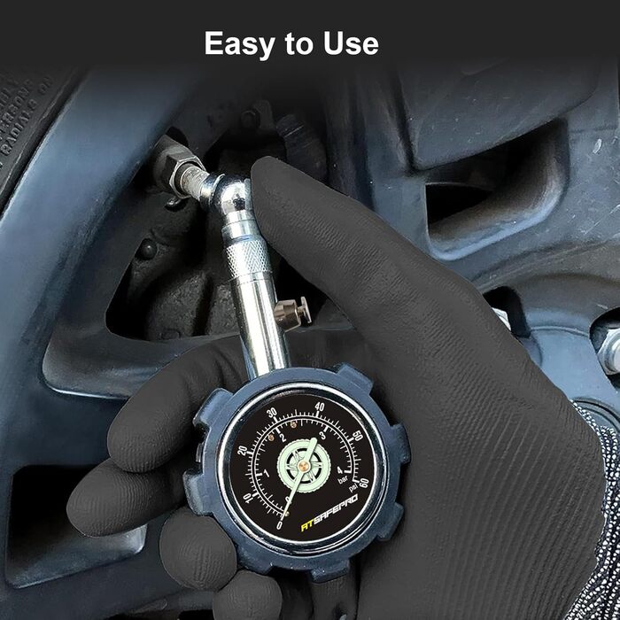 ATsafepro професійний механічний манометр для шин 4 бар 60 PSI, аналоговий тестер тиску шин з підсвічуванням, точний прилад для авто, мотоциклів, SUV