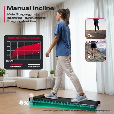 Бігова доріжка Sportstech WalkingPad для дому з нахилом до 9% - 1-6 км/год, додаток, лічильник кроків, компактна, до 120 кг