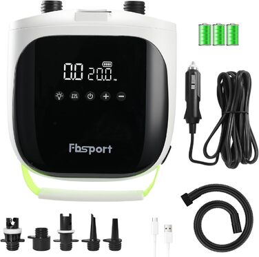 Електрична повітряна помпа з акумулятором 20 PSI, 12V DC, LCD дисплеєм для надувних виробів: SUP, каяк, матрац, намет (зелена)