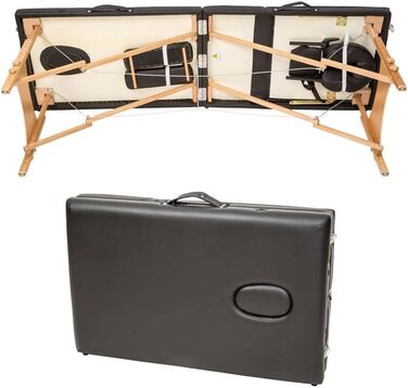 Дерев'яне крісло-масажер BAKAJI з 3 зонами, складне, для фізіотерапії, спа, велнес, професійних косметологів, чорний колір, XL LUX, з сумкою для перенесення