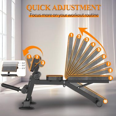 Регульована багатофункціональна лава для гантелей Z ZHICHI, складана тренажерна лава для вправ на весь тіло, посилена конструкція до 299 кг, для дому та спортзалу