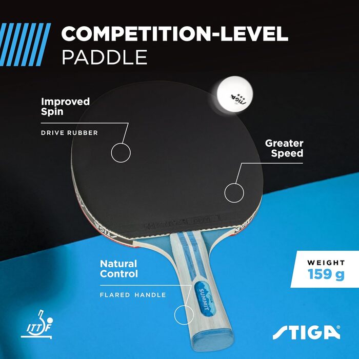 Набір для настільного тенісу STIGA Summit: 5-шарова легка лопатка, губка 2 мм, сертифікована для турнірів, ергономічна ручка