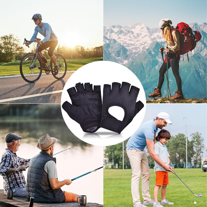 Велосипедні рукавички для жінок та чоловіків, MTB, тренувальні, спортивні, Habfinger, для шосе та гірського велосипеда, силові, з антиковзким покриттям, літні, чорні (L)