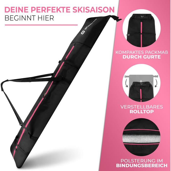 Чохол для сноуборду STYNGARD Whistler з ролтопом (140-190 см) - чорно-рожевий, водонепроникний