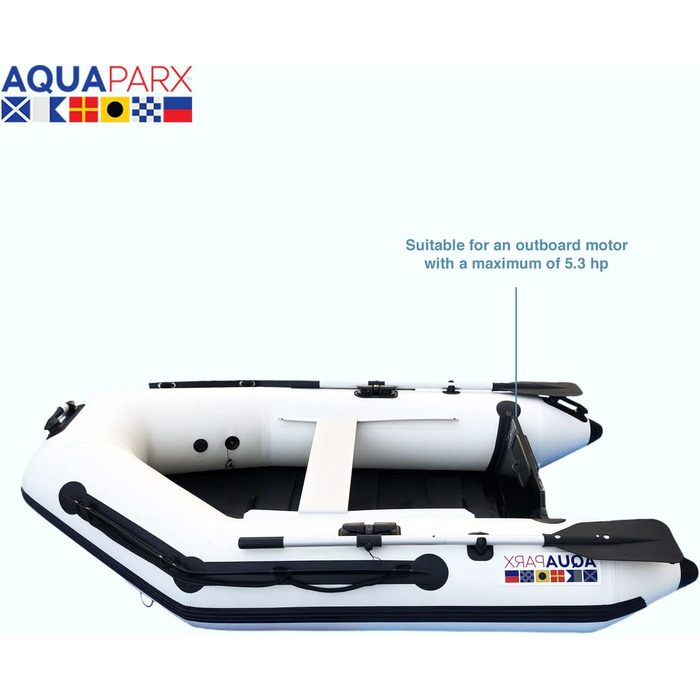 Надувний човен AQUAPARX 230PRO MKIII Білий, для риболовлі, 2 особи, вантажопідйомність 200 кг, стійкий і швидкий, для будь-якої погоди, підходить для підвісного мотора