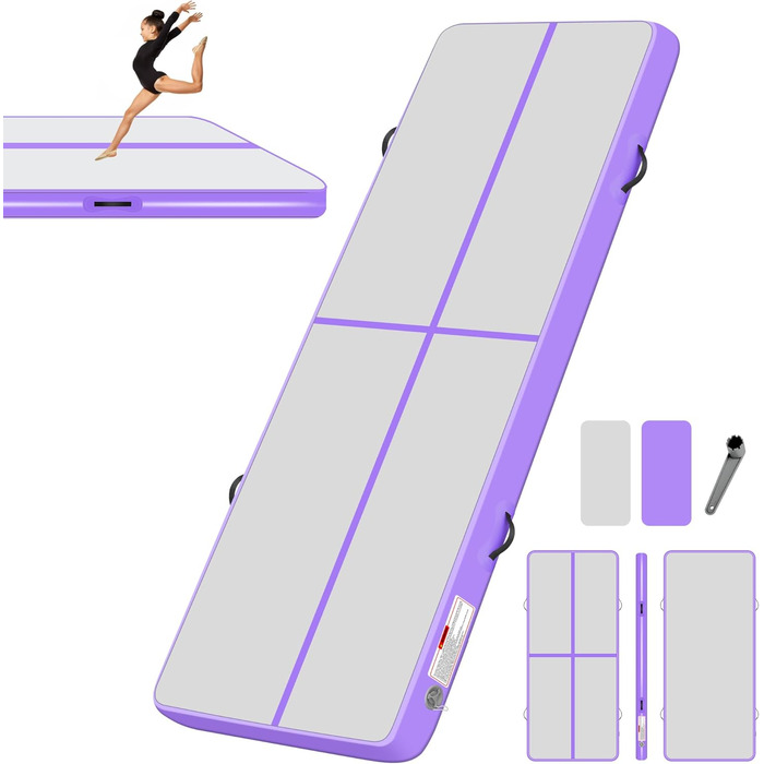 Надувний килимок для гімнастики BPB з електричним насосом. 10ft (300x100x10cm) - тренажер для акробатики, дому, спортзалу, йоги, пляжу та інших видів спорту