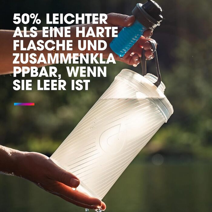 Гідропак FLUX+ 1.5 л з фільтром — складана пляшка для води для туристів, BPA-free, ультралегка, герметична, прозора