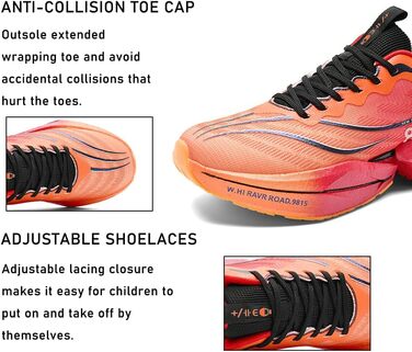 Дитячі кросівки для дівчаток, бігові та для ходьби, спортивні, дихаючі, легкі, для активного відпочинку, чорного кольору, розмір 36 (38 2/3 EU, Оранжевий)