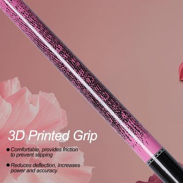 Професійний билькардний кий Ray Speed з 3D-друкованим грифом та наконечником 13 мм, для точної гри, низький кут повороту, ідеальний для (Pink)