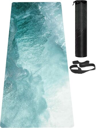 Килимок для йоги LaiEr, неслизький, екологічний, з ручкою для перенесення, товщина 6 мм, 183 x 61 см, для йоги, пілатесу та фітнесу (Water)