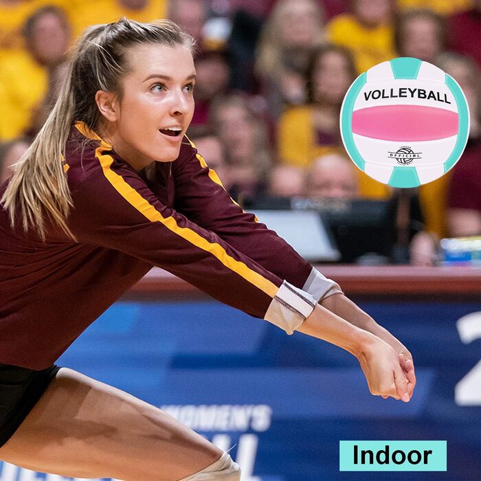 М'яч для волейболу EVZOM Super Soft - розмір 5, для пляжу, залу, басейну, тренувань - рожево-блакитний