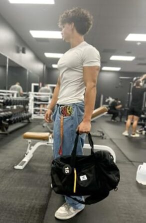 Спортивна сумка SKYSPER 40л з рюкзаком, для залу, подорожей, басейну (чорна)