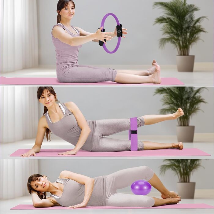 Набір для пілатесу: фітнес-кільце, фітбол та аксесуари для дому. Ідеальний набір для жінок, розтяжки та фітнесу