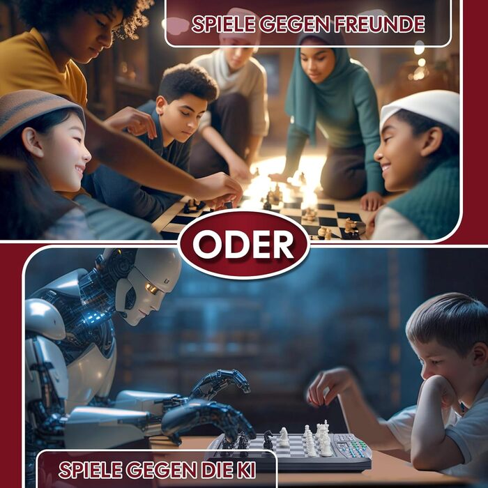 Електронний шаховий комп'ютер CNSENIOR з голосовим тренером та ШІ – Магнітна шахівниця з інтерактивною системою навчання – для початківців, досвідчених, дітей та дорослих