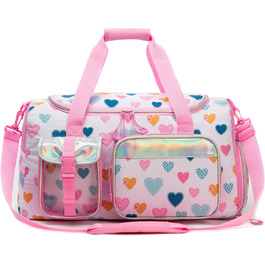 Дитяча спортивна сумка HTGROCE з відділенням для взуття, біла з серцем