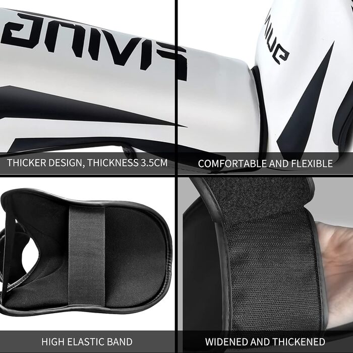 Штанги для кісточок FIVING, захисні наколінники для кісточок, регульовані наколінники для кісточок для кікбоксингу та спарингу, довговічні, професійне обладнання MMA (Білий, Середній)