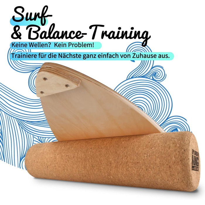 Балансборд BoarderKING Indoorboard Wave для серфінгу та скейтбордингу, тренажер рівноваги для нейром'язового тренування, з захисним килимком