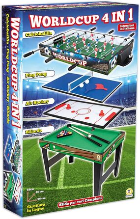 Дерев'яний ігровий стіл 4-в-1 Teorema: футбол, теніс, хокей, більярд. Розміри 96x86x68 см