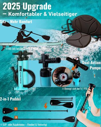 Надувна SUP-дошка BEYOND MARINA 320x81x15 см з веслом, сидінням, насосом і рюкзаком для водних видів спорту