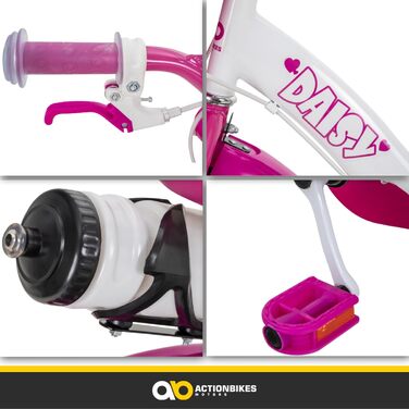 Дитяче велосипед Actionbikes Daisy 12/16 дюймів з V-Brake гальмами | Для дітей 2-9 років | З брудозахисниками | Підходить для дівчаток та хлопчиків