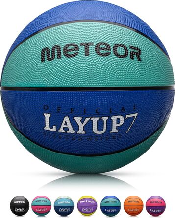 М'яч баскетбольний Meteor Layup Kinder Mini, розмір 7 (блакитний) - для дітей 4-8 років, ідеальний для тренувань
