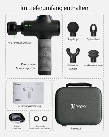 Масажер для тіла з охолодженням та підігрівом, тихий масаж глибоких м'язів проти болю в шиї та спині, LCD дисплей, ергономічний ручний масажер для дому та фітнесу, з сумкою