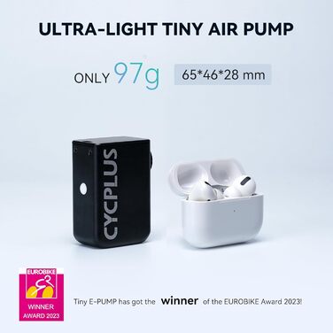 Електрична велосипедна міні-помпа CYCPLUS Tiny E-Pump, портативна, акумуляторна, 100 PSI, зарядка Type-C, без манометра, лауреат EUROBIKE Award 2023