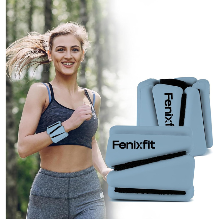 Ваги для зап'ястя та щиколоток FENIXFIT для жінок. Набір 2 шт. для силових тренувань, бігу, йоги, пілатесу, блакитні