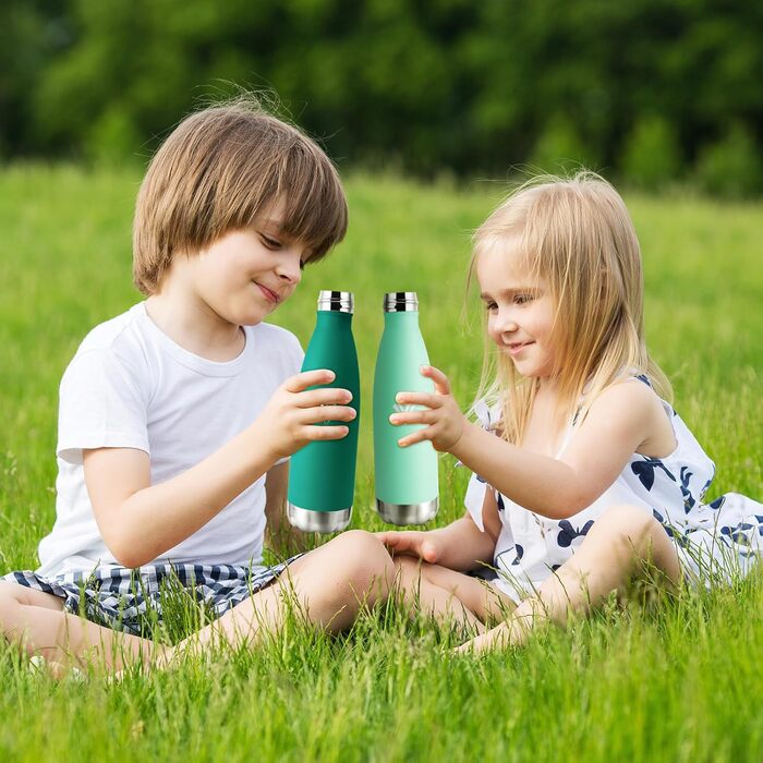 Термос-пляшка 750 мл, термокана з подвійними стінками, для газованої води, без BPA, витокозахисна, ізольована фляка з нержавіючої сталі для університету, роботи, подорожей, спорту, активного відпочинку, хлопчиків та дівчаток, темно-зелена