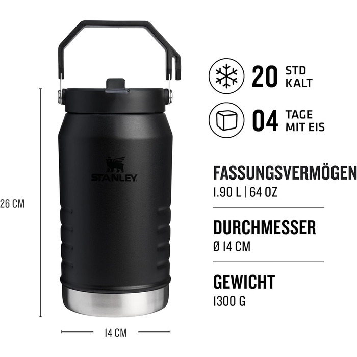 Термос-глечик зі складною трубочкою Stanley IceFlow 1.9 л, тримає холод до 4 днів, герметичний, легкий, для спорту, без BPA, морозостійкий, підходить для посудомийки