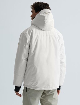 Куртка гірськолижна чоловіча GEMYSE, водонепроникна, вітронепроникна, з підкладкою, зимова, з капюшоном, для спорту, відпочинку, активного відпочинку (біла, XXL)