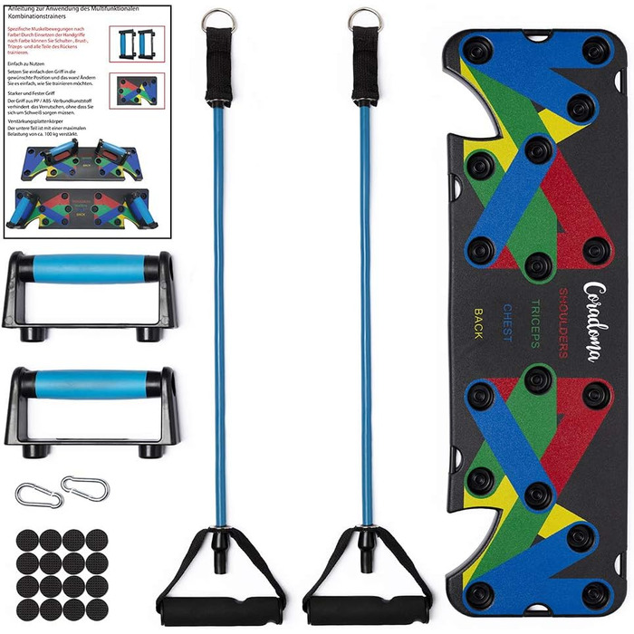 Дошка для віджимань Coradoma Push Up Rack Board 9 в 1 з ручками, кольорове кодування, для домашніх тренувань та фітнесу