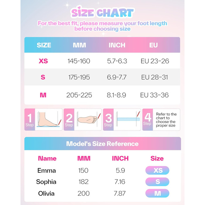 Роликові ковзани Sportneer для дітей з підсвіткою та захистом, розмір M (EU 33-36)