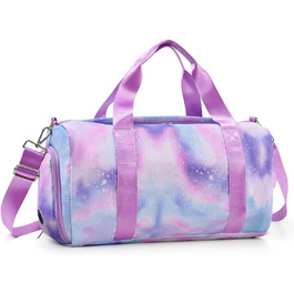 Дитяча спортивна сумка-рюкзак з відділенням для взуття та мокрою одежі, для плавання, гімнастики, танців, для дівчаток, яскрава, з принтом 'Райдуга', фіолетовий колір