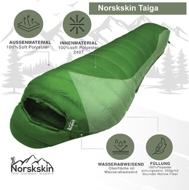 Сплячий мішок Norskskin 4 пори року, 0°C - -23°C, довгий (230x82 см), водонепроникний, з кишенею для подушки