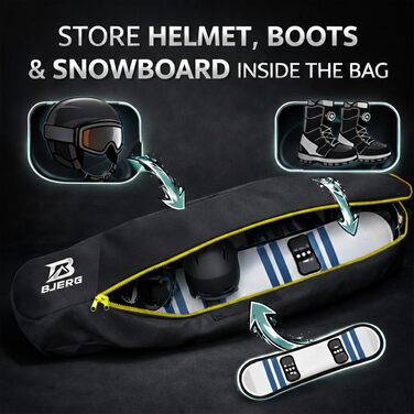 Чохол-рюкзак для сноуборда Bjerg Boardbag, до 150 см, чорно-жовтий, Made in Europe