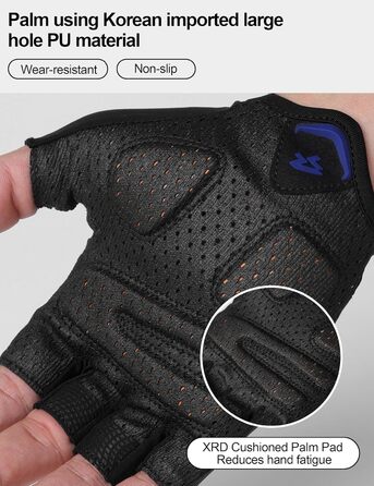 Велосипедні рукавички Ameda: тонкі літні, дихаючі, з нековзким покриттям для шосейних та гірських велосипедів. Для чоловіків та жінок, зелені (M, Синій)