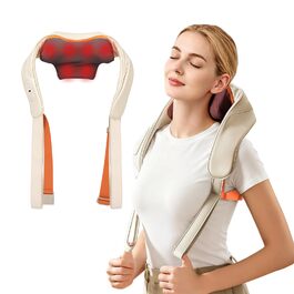 Масажер для шиї з підігрівом Kalbelos Shiatsu 4D глибокого впливу для плечей, ніг та тіла. Зняття м'язового болю.