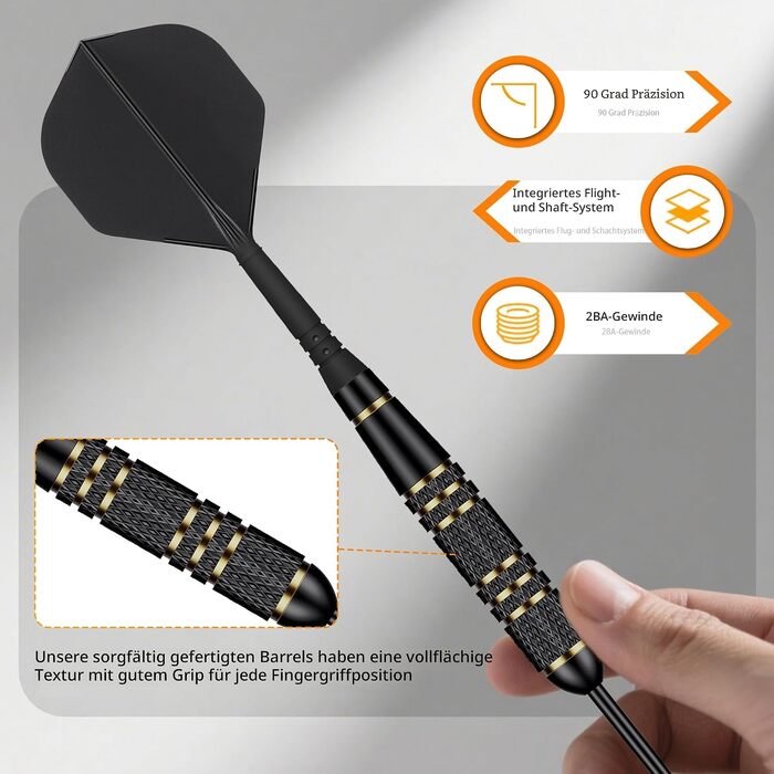 Набір сталевих дротиків Steeldarts (3 шт) з латунними барелями 23г, сталевими голками, футляром та заточувачем для сизалевих мішеней