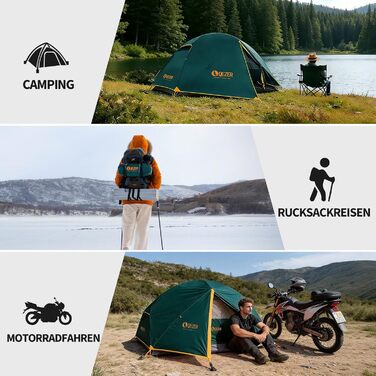 Намет кемпінговий купольний 2-місний Campingzelt водонепроникний, вітрозахисний, для походу, кемпінгу та активного відпочинку, 1.85/2.3 кг, зелений