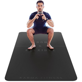 Тренувальний килимок – великий, широкий та товстий (183x80x10 мм) – TPE килимок для фітнесу, йоги, HIIT, Pilates, гімнастики. Сірий, з гравіюванням (чорний)