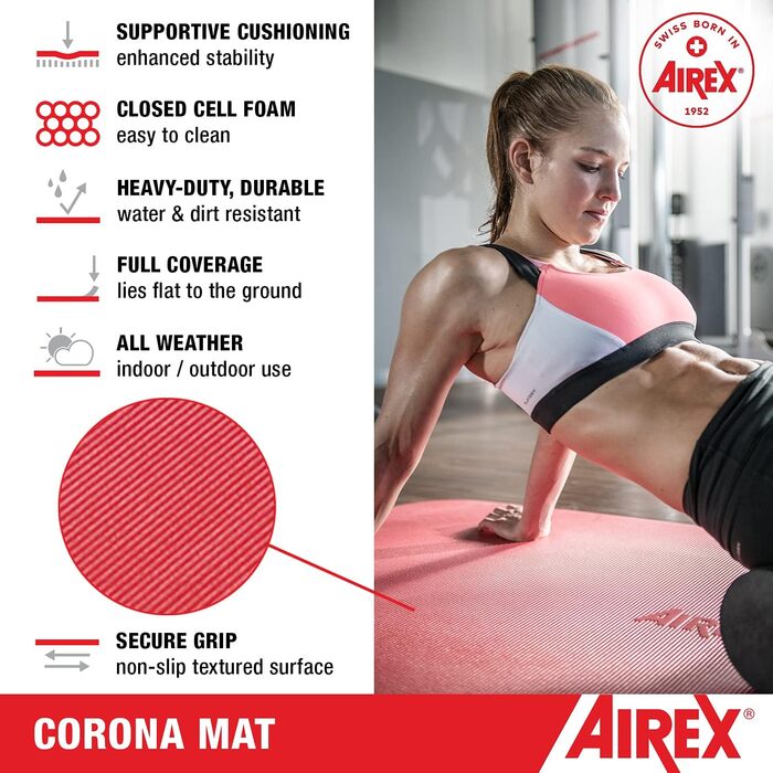 Гімнастичний килимок Airex Corona 200, синій, для йоги та фітнесу