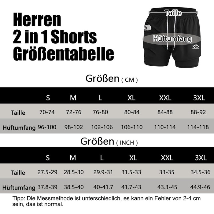 Чоловічі бігові шорти 2 в 1, спортивні шорти для занять у залі, на вулиці, для марафону, тренувань. З вбудованою кишенею та петлею для рушника. Чорний колір, розмір L