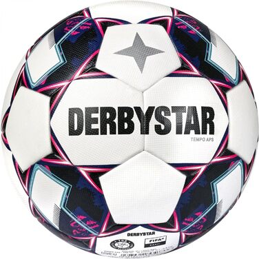 Футбольний м'яч Derbystar Tempo, розмір 5, біло-синьо-рожевий