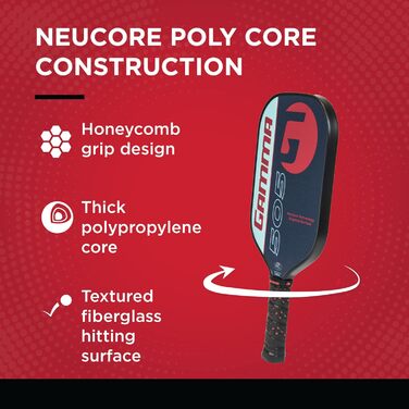 Падл для піклболу GAMMA Sports NeuCore, графітовий, з рельєфною поверхнею для потужної гри, зручна ручка