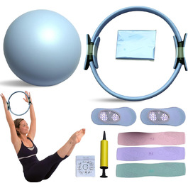 Набір для пілатесу Essential Kit: пілатес-кільце, стрічки опору, м'яч та шкарпетки для пілатесу (блакитний)