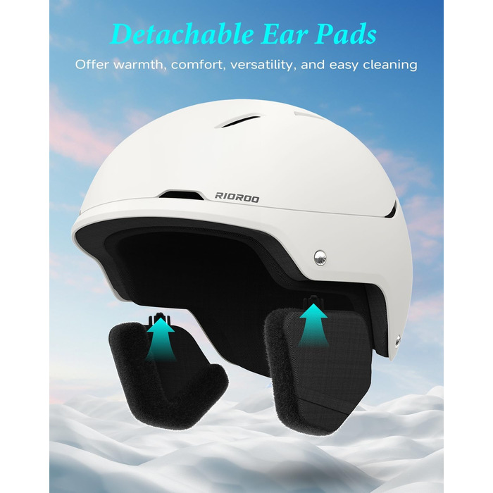 Шолом для сноуборду та лиж чоловічий/юнацький, регульований розмір, флусові навушники, система вентиляції, сумісний з маскою (Eggshell white, L)